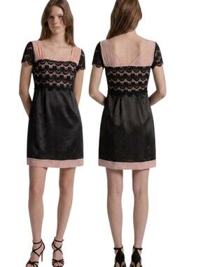 PHILOSOPHY di ALBERTA FERRETTI Chiffon & Lace Mini Dress - Size 6